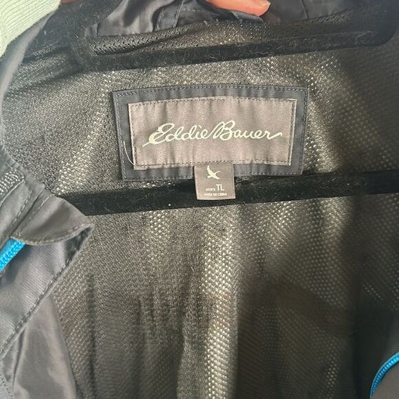 🧥 Eddie Bauer Men’s Gray Lightweight Hooded Windbreaker Jacket Sz Tall Large TL - Picture 3 of 4